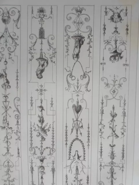 Détails motifs annimaux époque LOUIS XIV décoration GRAVURE ADAMS MEUBLE XIXéme