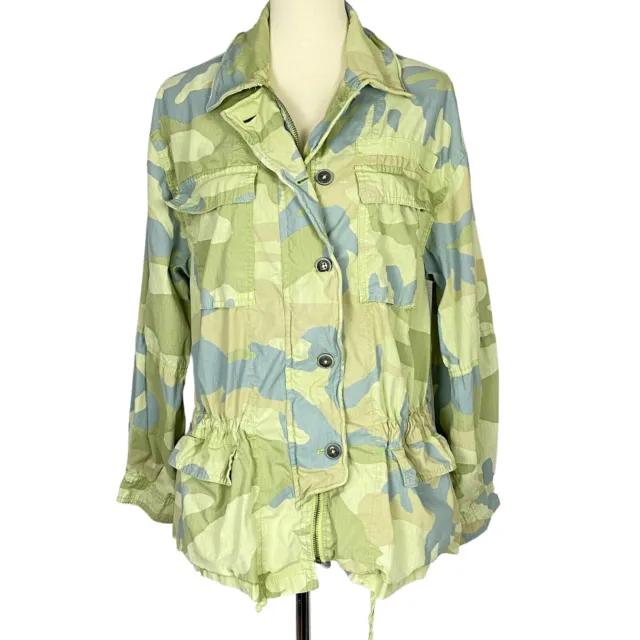 Free People Army Utility Jacket Small Camo Ripstop Field Military Oversized Coat