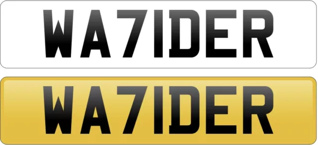 WALDER, WADER, HAIDER Number Plate Cherished Registration - WA71 DER