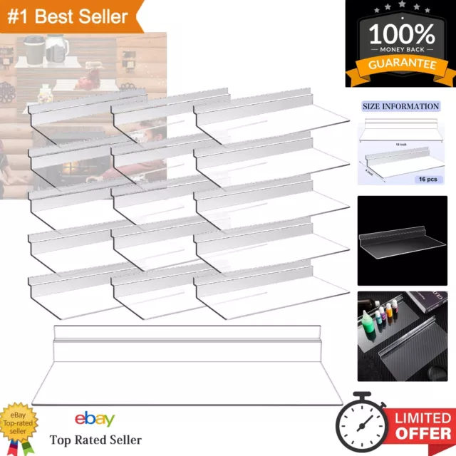 Clear Plastic Slatwall Shelves - 4 x 10 Inch - Set of 16 for Home & Boutiques