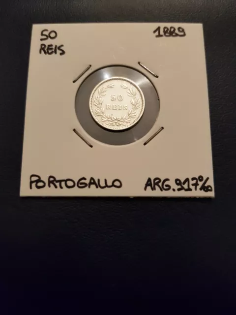 Moneta argento 50 reis Portogallo 1889 Luiz I, silver coin Portugal