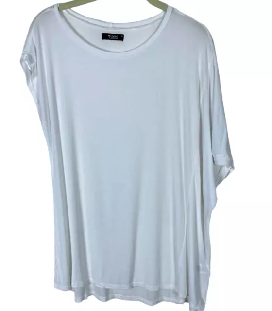 Michael Lauren Women's White Oversize Ribbed Pullover Top NWT Sz M Mixed Sleeve