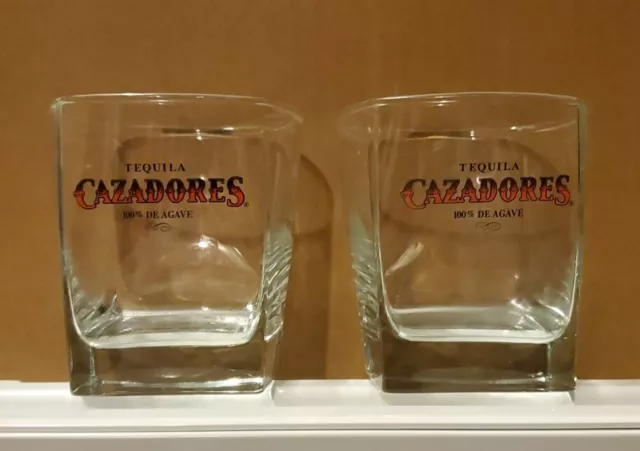 TEQUILA CAZADORES 100% De Agave Liquor (SET OF 2) Rocks Glasses