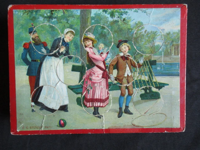 ANCIEN POUDRIER AVEC Miroir en Galalithe et Chromolithographie Scène Galante EUR 12,00 - FR