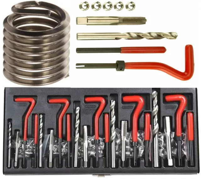 131Pc Helicoil Thread/Rethread Repair Kit/Set M5 M6 M8 M10 M12 Metric