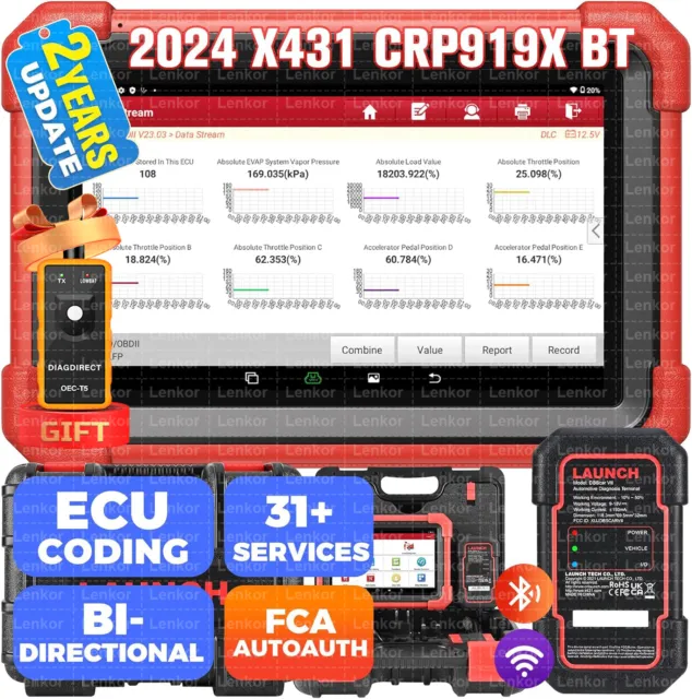 2024 Launch CRP919X BT Bluetooth Auto Car Diagnostic Tool Full System Scanner