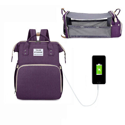 Multi-Functional Baby Diaper Bag - Foldable Waterproof USB Travel Changing Bag