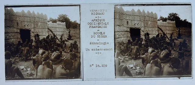 BOUCLE NIGER VILLAGE PLAQUE VERRE 45x107 VUE STEREOSCOPIQUE VERASCOPE RICHARD