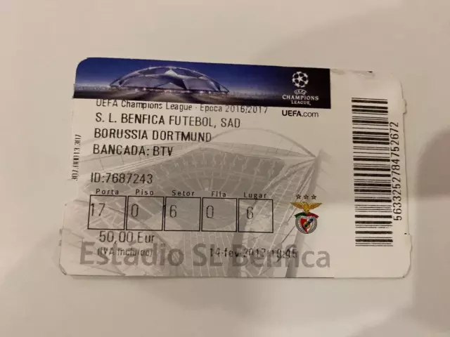 Ticket Benfica vs Borussia Dortmund UEFA 2016/17