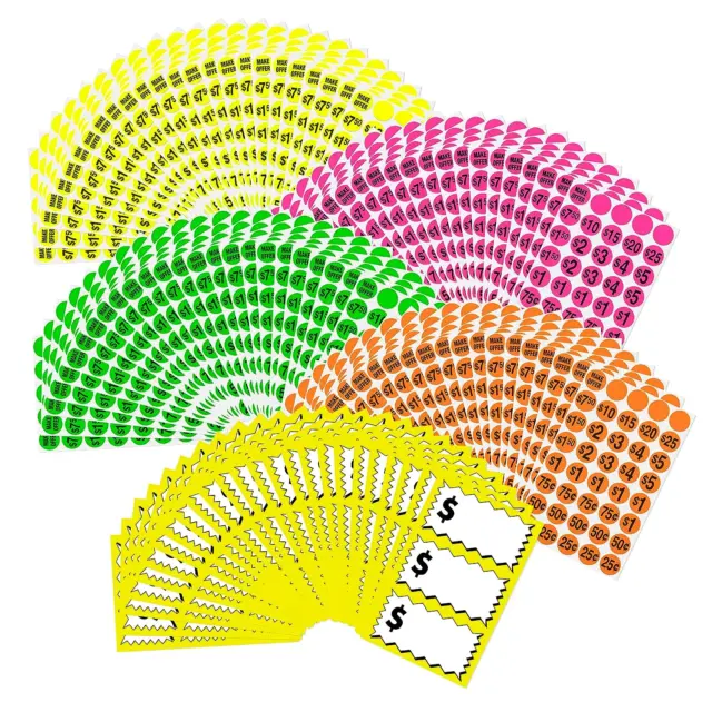 Sunburst Systems 7040, 4,000Ct. Assorted Color Price Labels with Large Pricing T