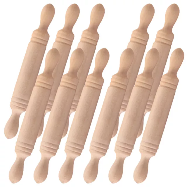 Mini Wooden Rolling Pin Set for Kids and Dollhouse Baking (11pcs)