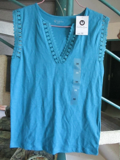 Débardeur Bleu turquoise Taille 36 Marque U Collection Femme Neuf avec étiquette