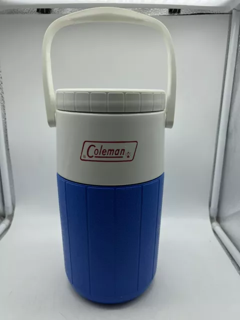 Vintage 1984 Coleman Polylite Blue Water Sports Jug Cooler 1/2 Gallon Model 5590