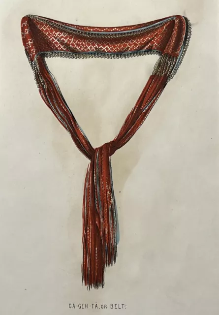 Original 1850 Seneca Native American Belt Print,Indian,Old,New York,NY,Dress