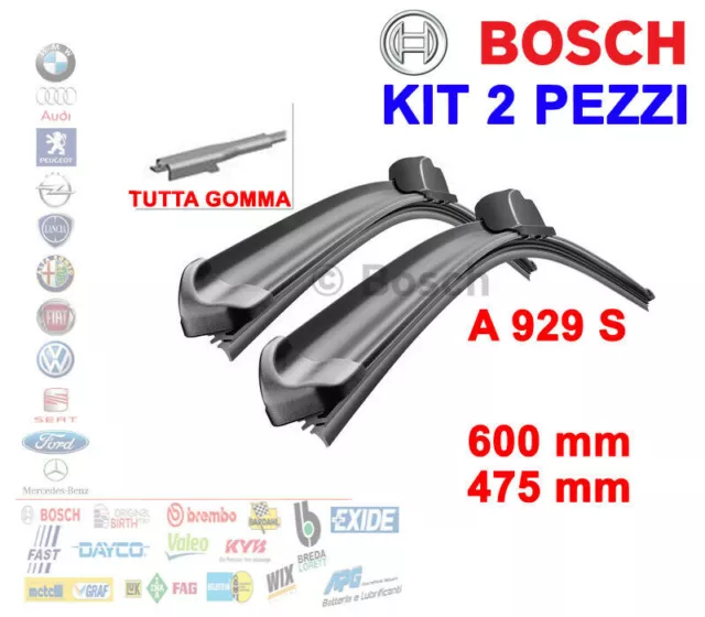 Kit 2 Spazzole Tergicristallo Gomma Bosch 3397118929 Aerotwin 60 47,5 Cm A929S