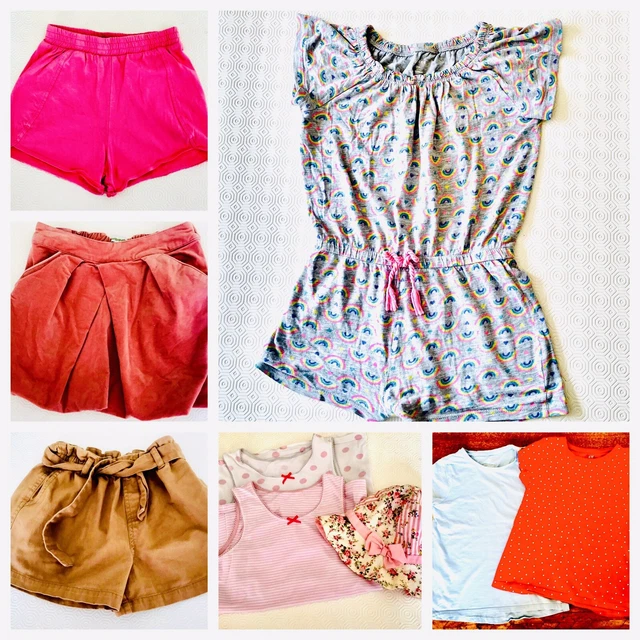 Girls clothing bundle age 6-7, playsuit, shorts, t shirts, H&M,M&S, VERTBAUDET