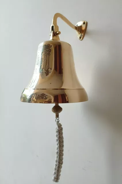 Brass USMC Ship Bell Wall Mount Nautical Maritime Hanging Home Décor Door Bell