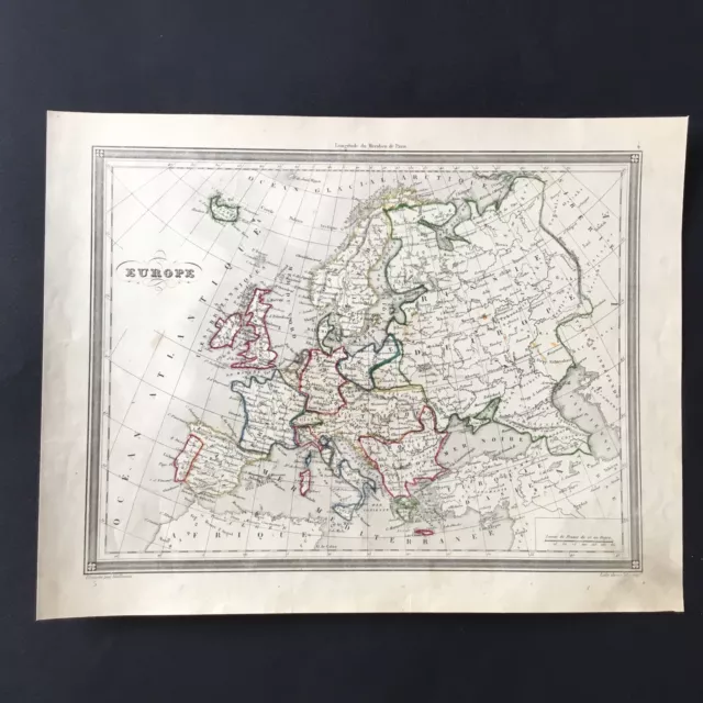 Carte 1840 Europe Vuillemin Geographie Antique MAP 19thC