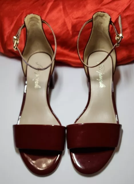 Free People Dark Red Patent Leather Womens Ankle Strap Sandals Shoes 8 US 38 EU