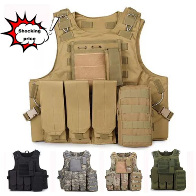 New Airsoft Military Tactical Vest Molle Combat Assault Plate Carrier Hunting