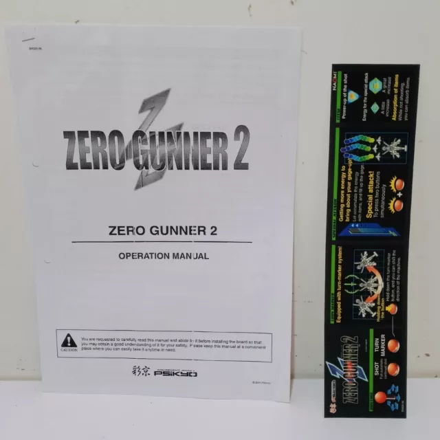 Psikyo ZERO GUNNER 2 OPERATION MANUAL+ORIGINAL STICKER for Naomi system