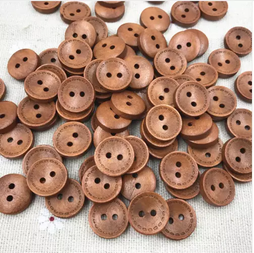 10 15mm Wooden Stitch Edge Buttons 2 Hole Sewing Craft UK SELLER Crochet Brown