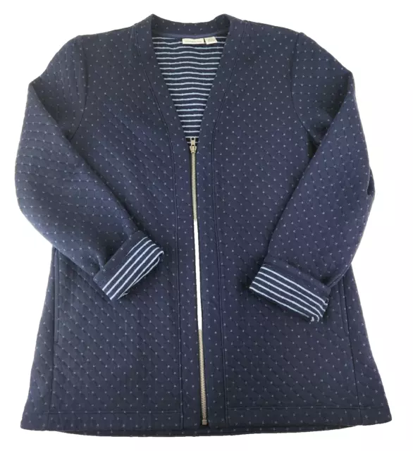 CROFT BARROW WOMEN'S Quilted Lined Jacket Navy PM LS Front Zip Pockets ...