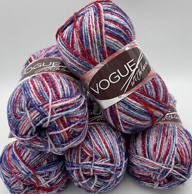 Vogue abigarrada Brillo Doble Tejer hilo de ganchillo bolas de lana - 5x100g