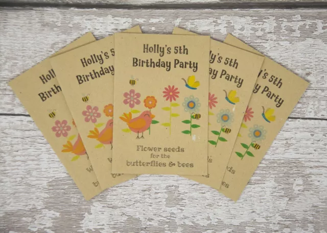 Paquete Personalizado De Semillas Favor Cumpleaños - Aves Y Abejas - Maestro Eco Favor 2