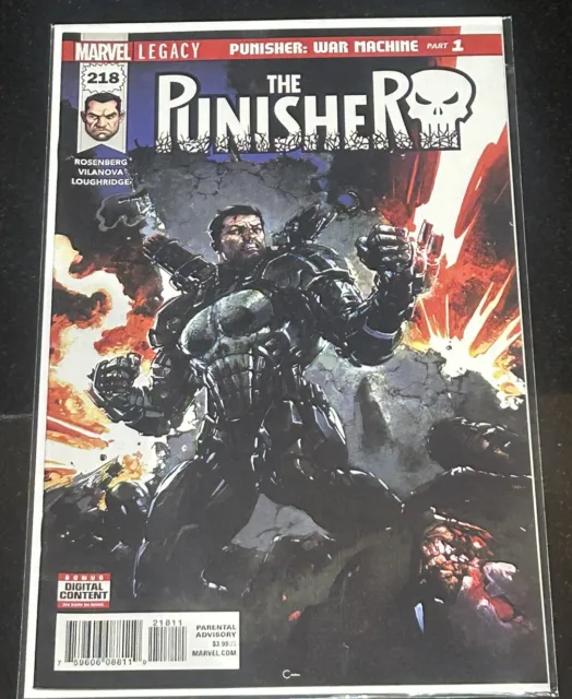 The Punisher #218 🔑1St Appearance Of Punisher War Machine Armor Nm