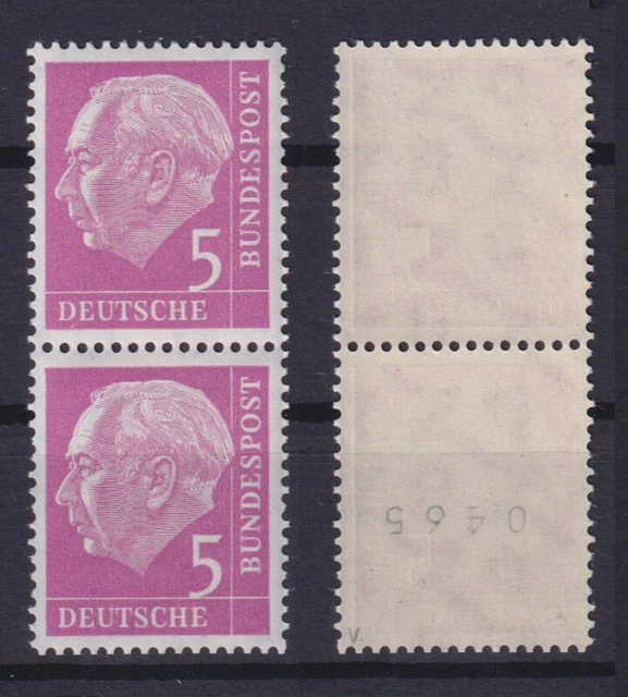 Bund 179xv Heuss 5 Pf ungerade Nr. 0465 im Paar gepr. postfrisch