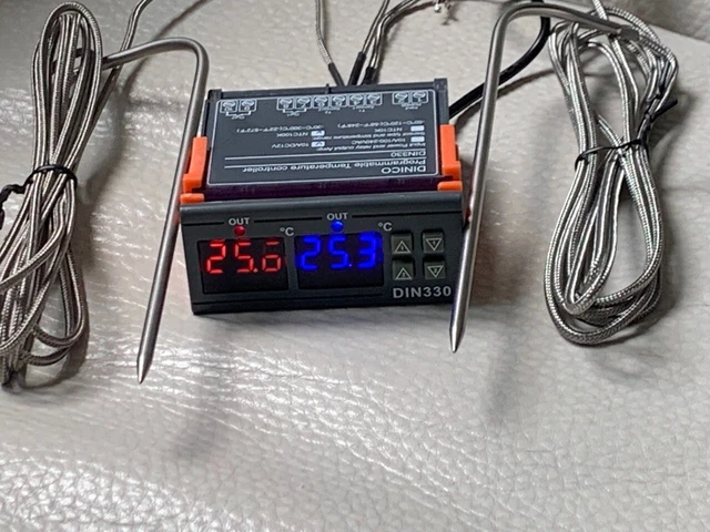2 Sensor Temperature Controller Thermostat Charcoal Wood Smoker Grill Kettle BBQ