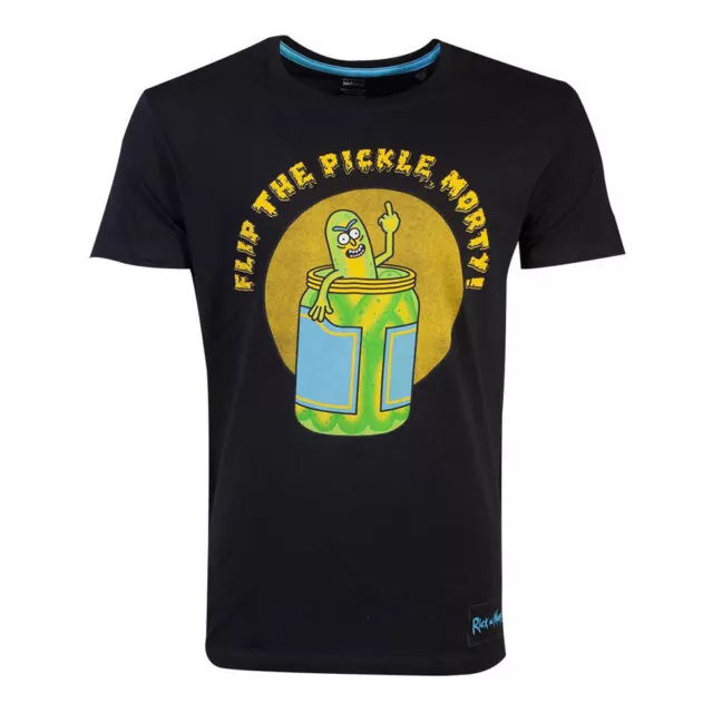 RICK AND MORTY Flip The Pickle Camiseta Hombre Extra Grande Negro (