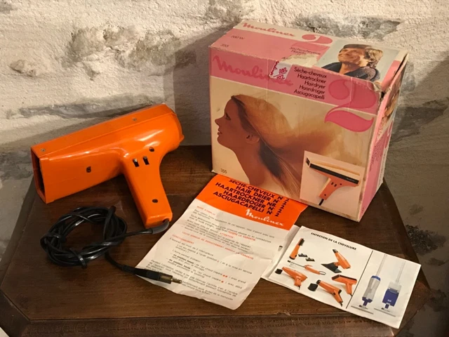 Sèche-cheveux Vintage Moulinex Rose Plastique - Années 70, Fonctionne, état D'origine "dans Son Jus"
