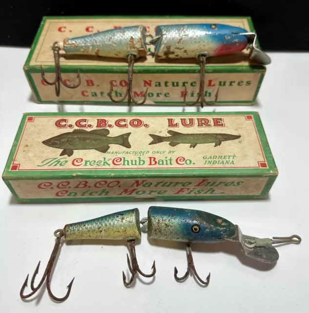 Vtg Creek Chub Blue Jointed Pikie Wood Fishing Lures 6834 3008 Box Glass Eyes Vtg Creek Chub Blue Jointed Pikie Wood Fishing Lures 6834 3008 Box Glass Eyes