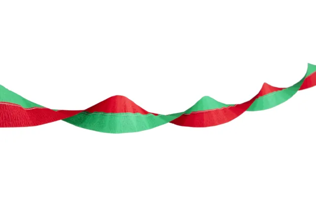 Red and Green Traditional Thick Crepe Paper Streamer Garland  Decoration