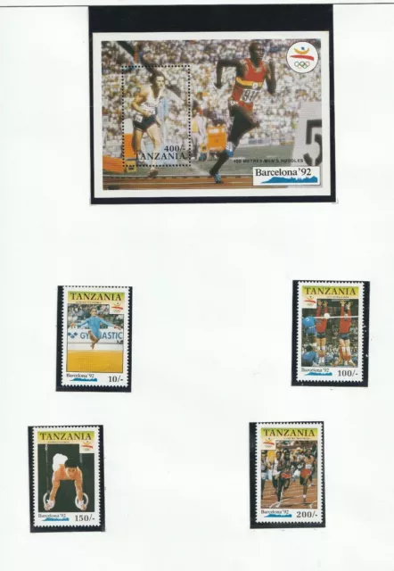 Tanzania Mnh 1990 Olympic Barcelona 2 Hojitas Y 8 Sellos Nuevos