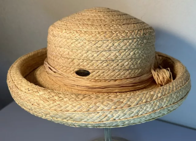 Vintage Liz Claiborne Soft Straw Woven Raffia One Size Rolled Brim Sun Hat
