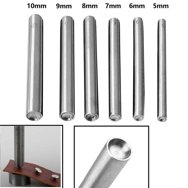 Juego de remaches huecos curvos de hongo acero herramienta para Spike Studs Punch Hand Tool