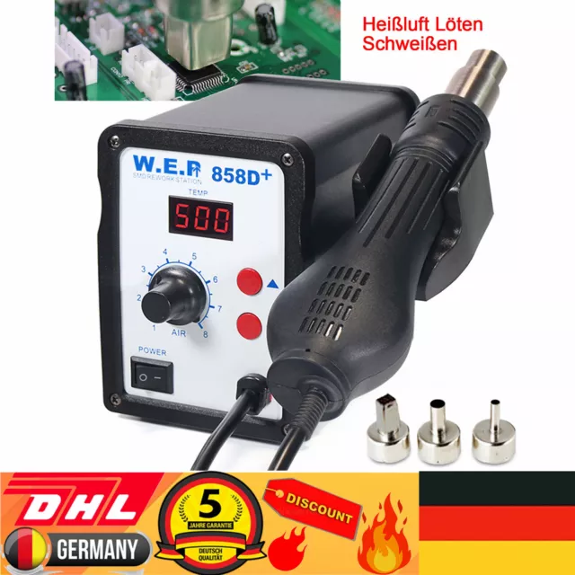 858D+ SMD Hot Air Rework Station Heißluft Schweißen Löten Solder Hot Air Gun DHL
