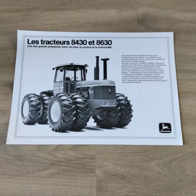 Prospectus Tracteur Articulé John Deere 8430/8630 Brochure Tractor