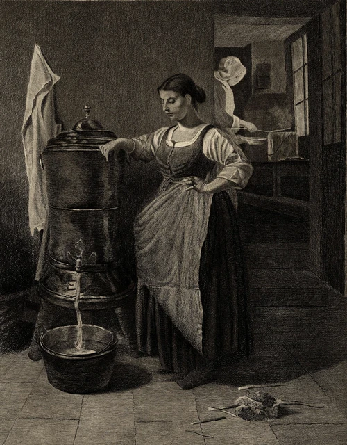 Gravure Ancienne 19e : La Servante Du Peintre Par F. Bonvin - Procédé Georges Petit