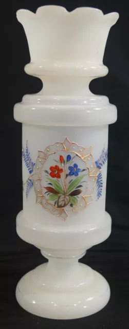 Victorian Bohemian Hand Painted Blue & Red Floral Art Nouveau Frame Glass Vase