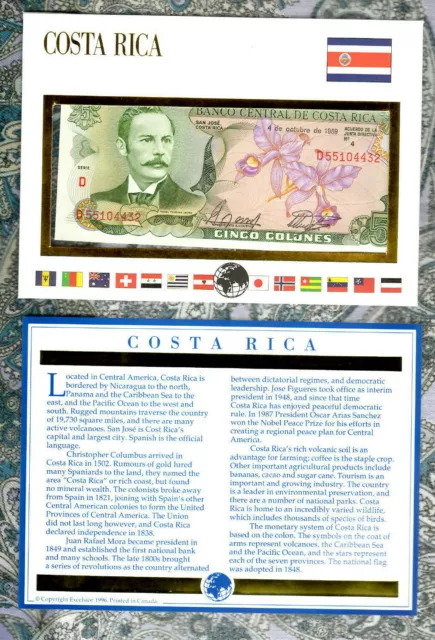 E Banknotes of All Nations Costa Rica 1989 5 Colones P-236d.19 UNC D55104432