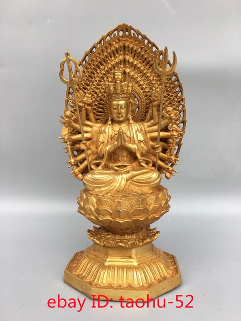 Rare Chinese antique bronze gilt Thousand-hand Guanyin Bodhisattva Buddha statue
