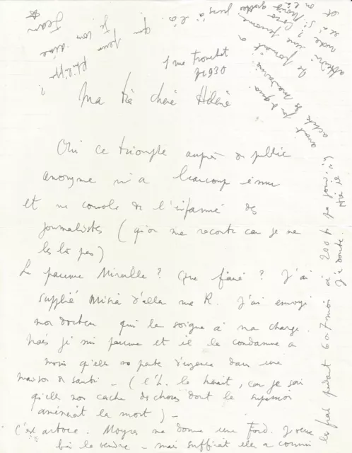 Jean COCTEAU - Lettre autographe signée sur Mireille HAVET et Coco CHANEL. 1931