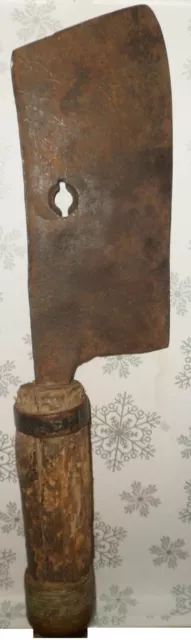 Large Heavy Solid Antique Butcher's Meat Cleaver.