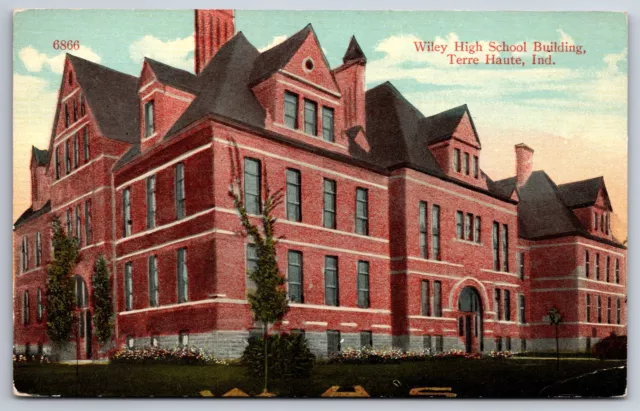 TERRE HAUTE INDIANA~WILEY High School~Huge Dormers, Thin Chimneys~c1910 ...