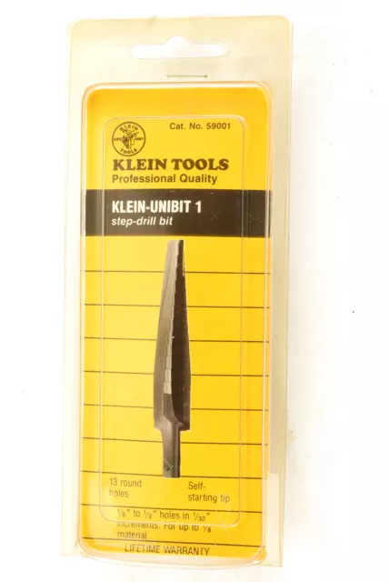 Klein Tools 59001 Step Drill Bit #1 1/8  to 1/2  13 Hole Sizes Unibit 1