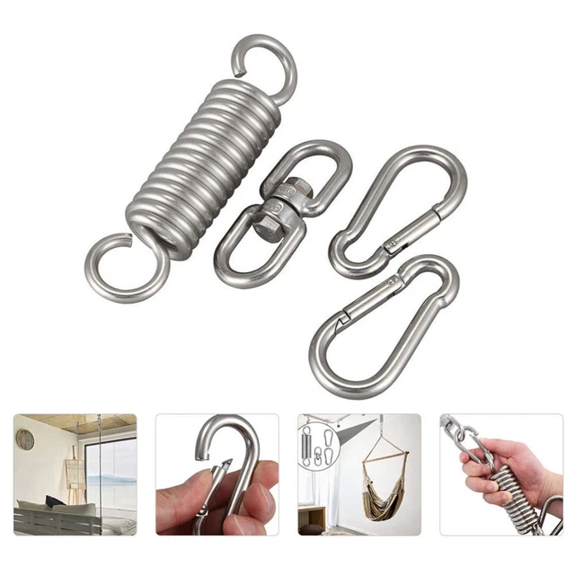 4 teile / satz Edelstahl Hängematte Hanging Kit Schwenken Hängende Karabiner